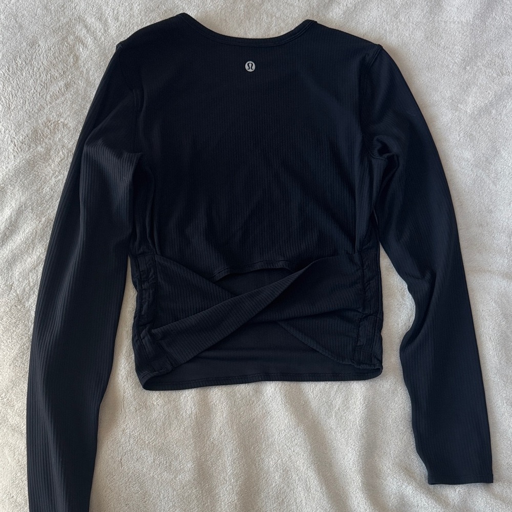 Lululemon Black Long-Sleeve Ribbed Crewneck Top - Picture 3 of 6